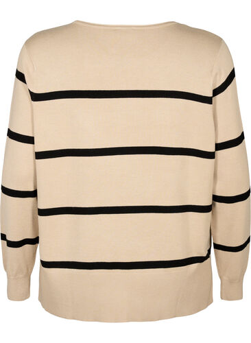 Bluse med striper i strikket viskose, Feather Gray Comb, Packshot image number 1