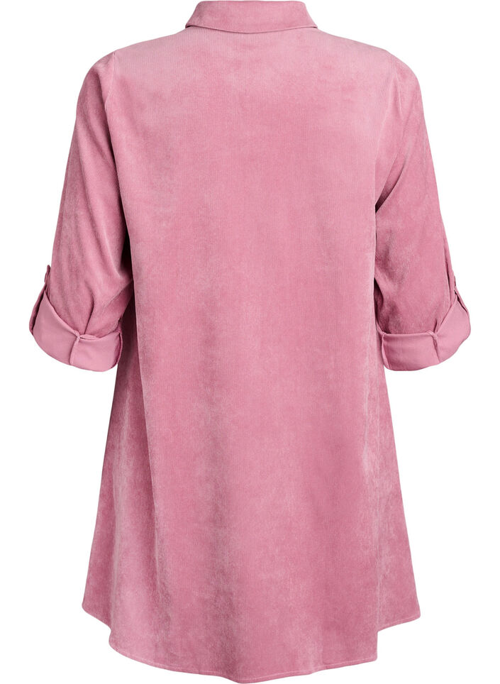 Cordkjole med glidel&aring;s og 3/4-ermer, Rosa, Packshot image number 1