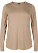Langermet bluse i ull og viskose, Brun, Packshot image number 0