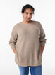 Strikkegenser med diagonalt m&oslash;nster og raglanermer, Beige, Model image number 0