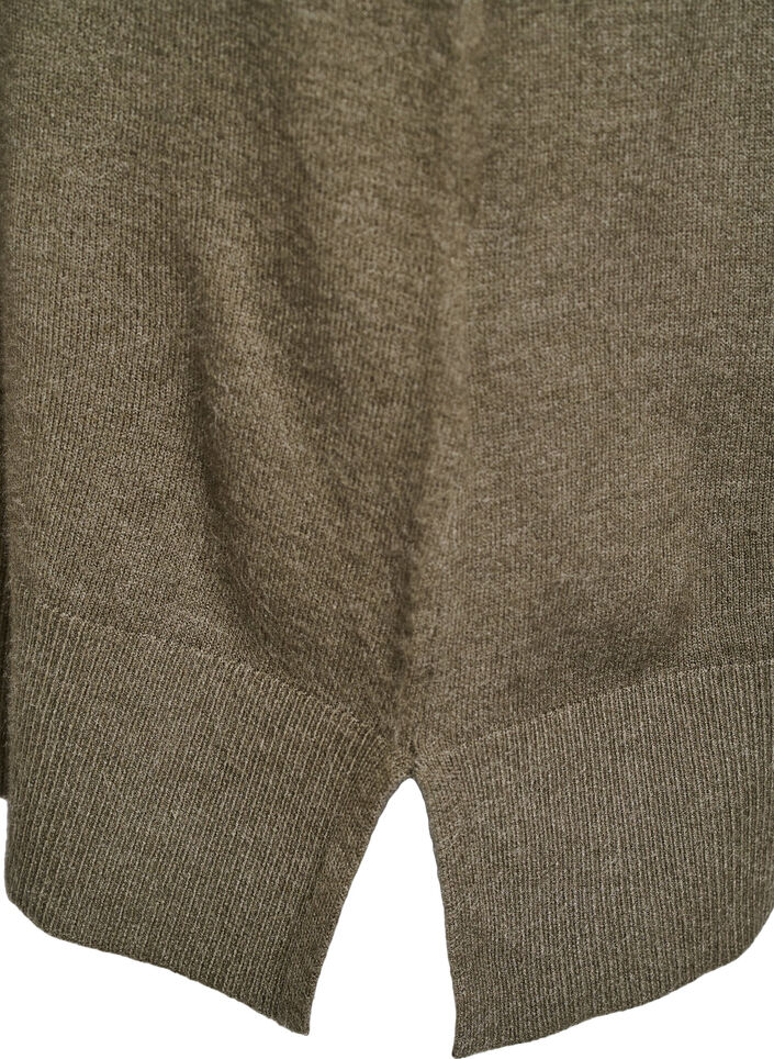 Kort strikkekjole med raglanermer og en midtsøm, Grønn, Packshot image number 3