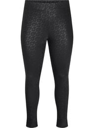 Imiterte skinnleggings med tekstur av blonder, Black AOP LACE