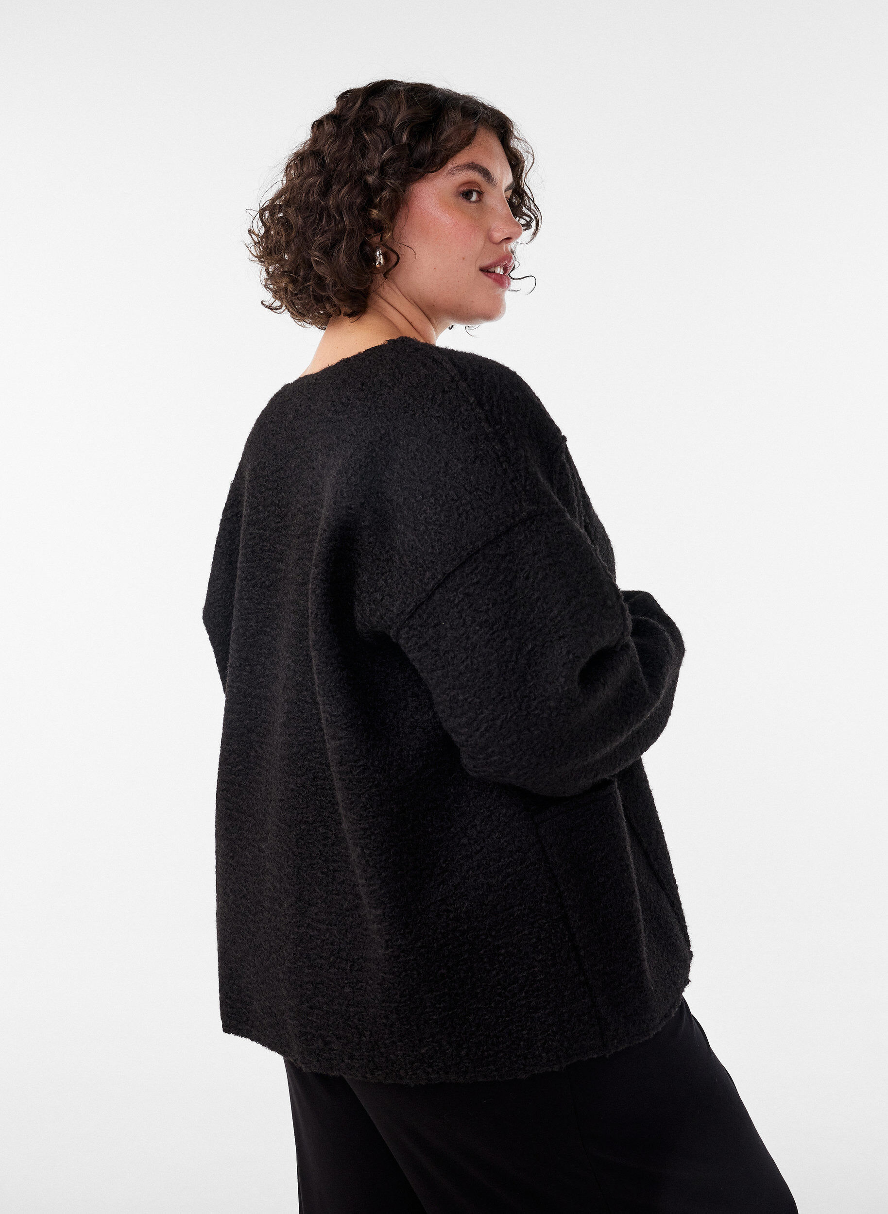 ZizziLoose fit cardigan med lommer, Svart, Model image number 2