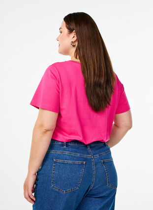 Zizzi Bomulls-t-skjorte med motiv, Raspb. w. Strawberry, Model image number 1