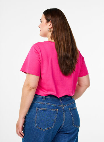 Zizzi Bomulls-t-skjorte med motiv, Raspb. w. Strawberry, Model image number 1