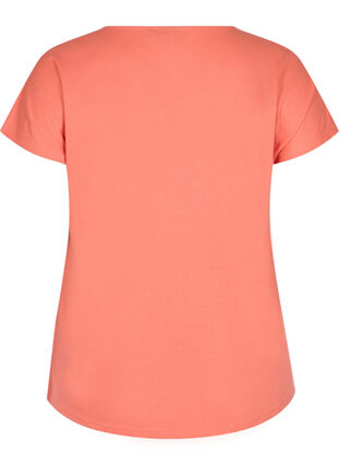 T-skjorte i bomullsmiks, Living Coral, Packshot image number 1