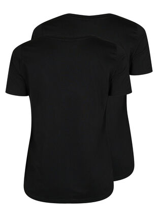 T-skjorte med V-hals, 2 stk, Black / Black, Packshot image number 1