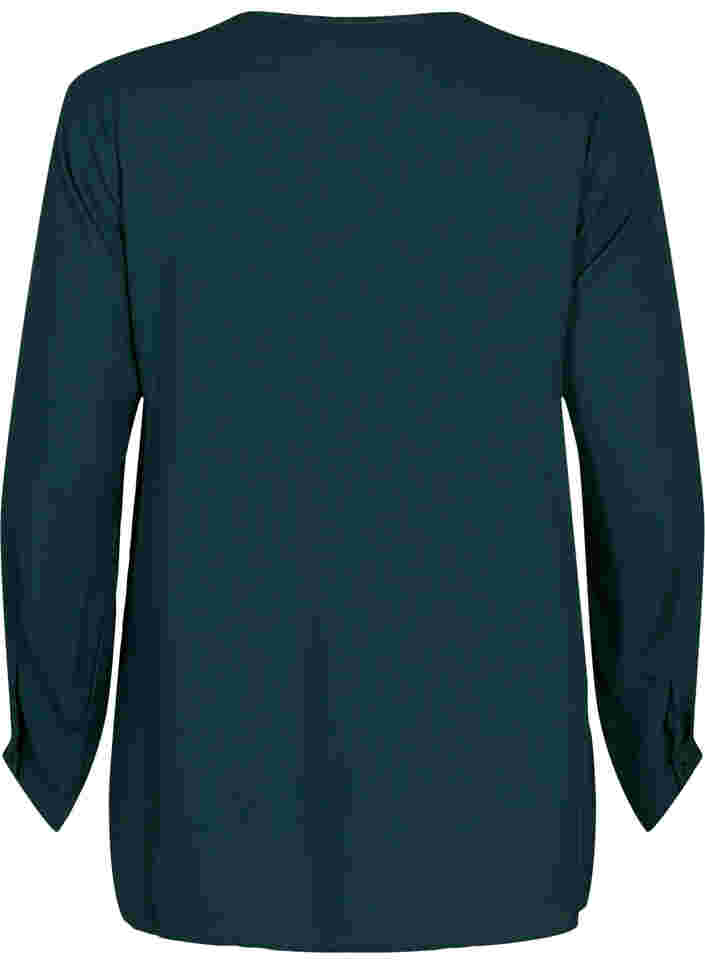 Ensfarget skjorte med V-hals, Scarab, Packshot image number 1