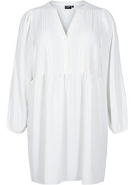 FLASH - Kort kjole med folder og lange ermer, Bright White