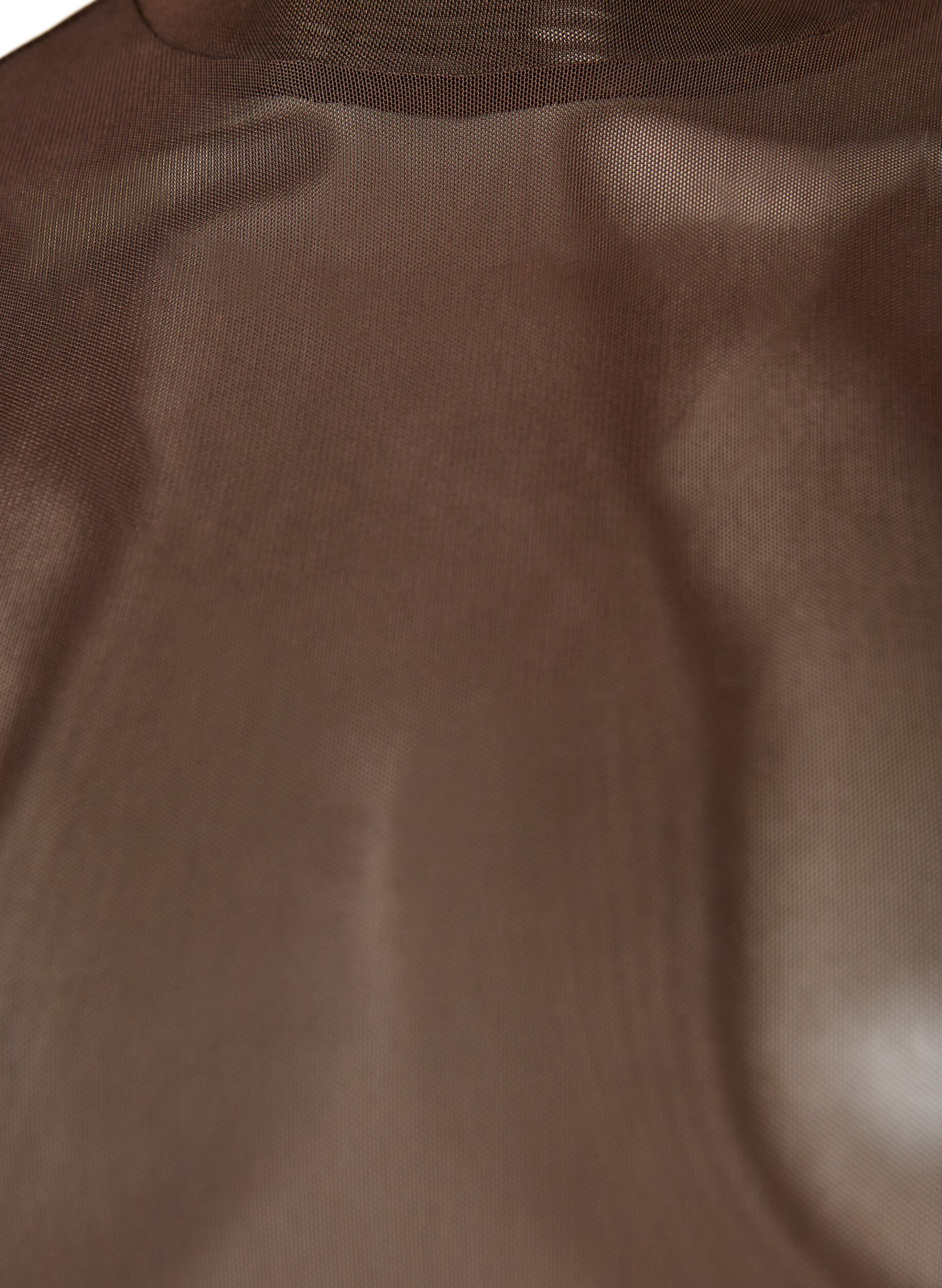 ZizziTett sittende meshbluse med lange ermer, Brun, Packshot image number 2