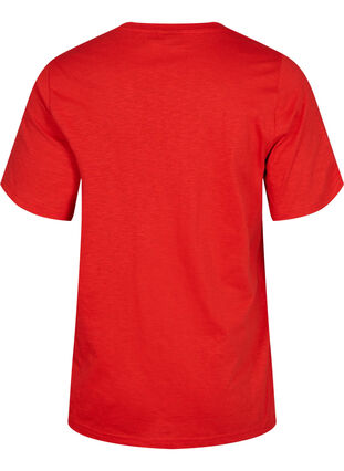 Kortermet basic t-skjorte med v-hals, Flame Scarlet, Packshot image number 1