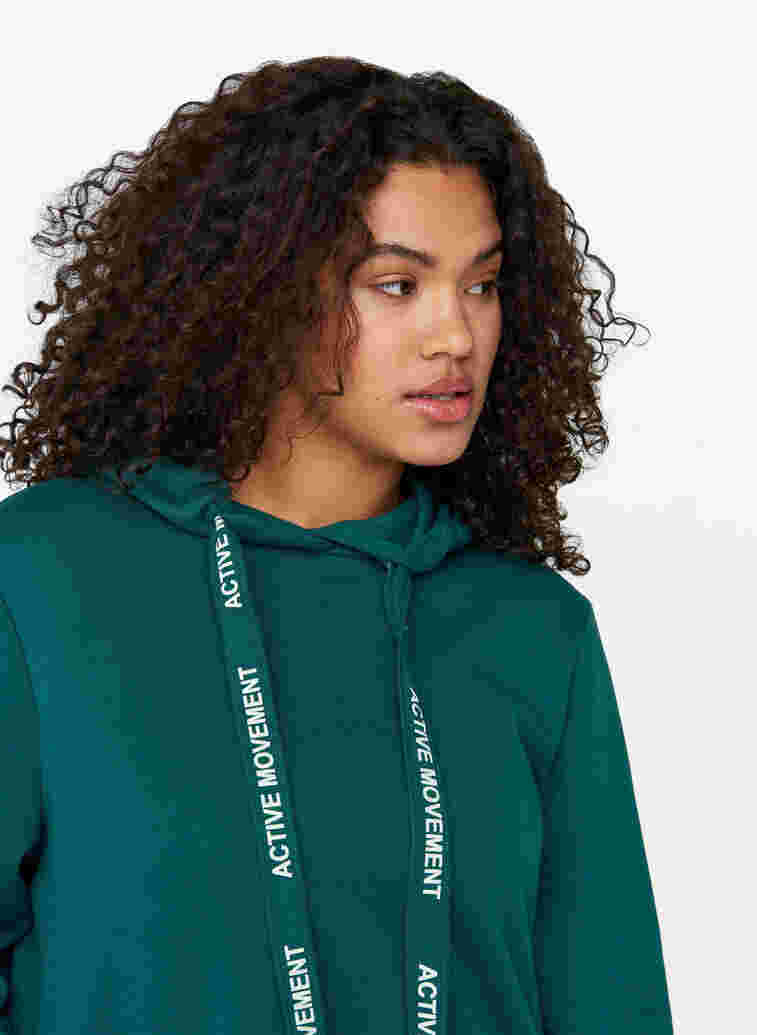 Lang sweatshirt med hette, Deep Teal, Model image number 2