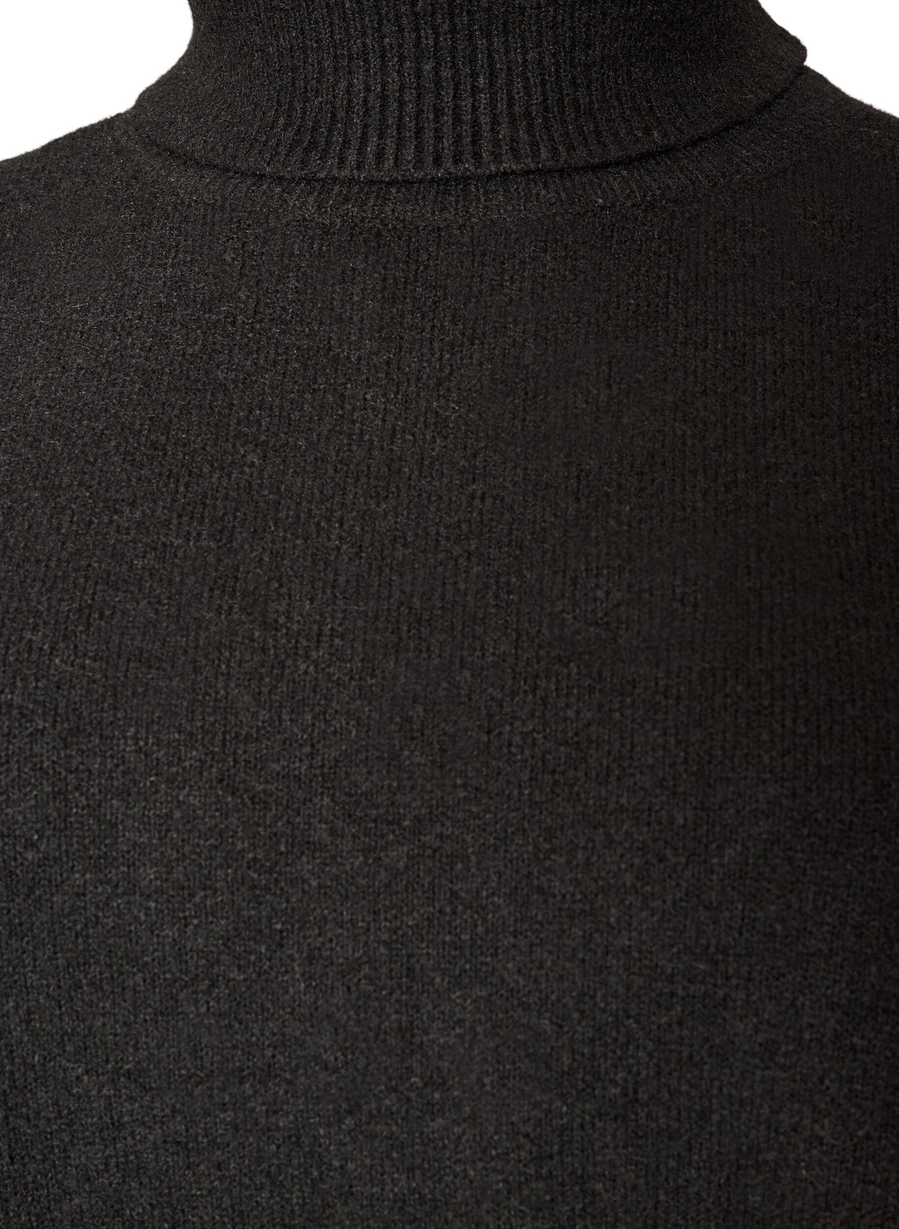 ZizziStrikket vest med h&oslash;y hals, Svart, Packshot image number 2