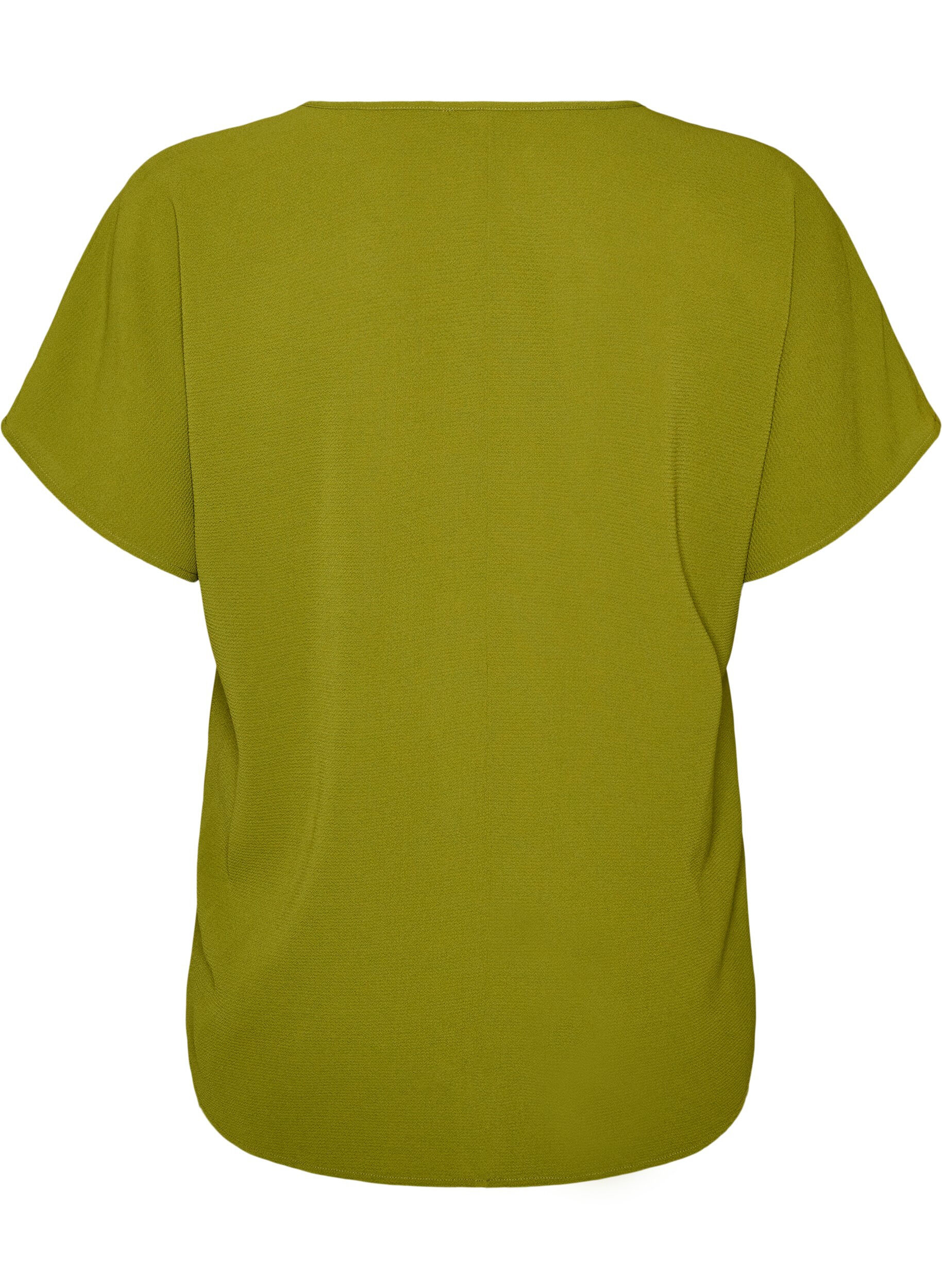 ZizziKortermet bluse med rund hals, Gr&oslash;nn, Packshot image number 1