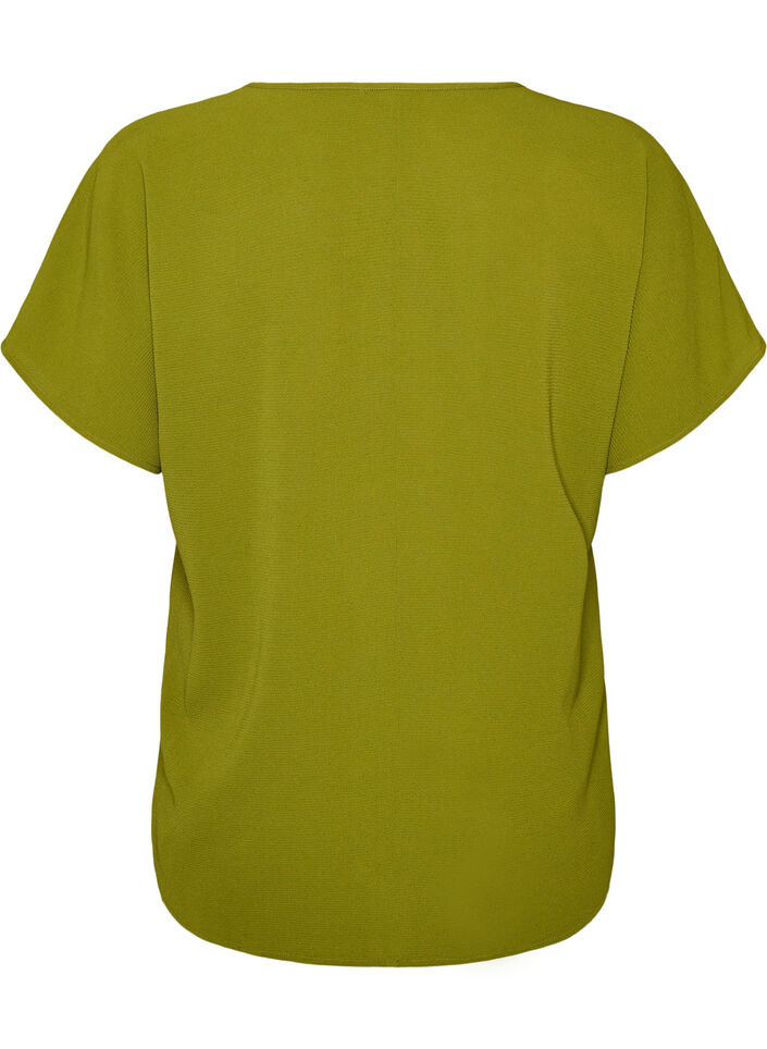 Kortermet bluse med rund hals, Gr&oslash;nn, Packshot image number 1