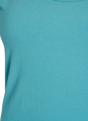 Zizzi Ensfarget basic topp i bomull, Blå, Packshot image number 2
