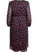 Chiffonkjole med blomstertrykk og lange ermer, Svart, Packshot image number 1