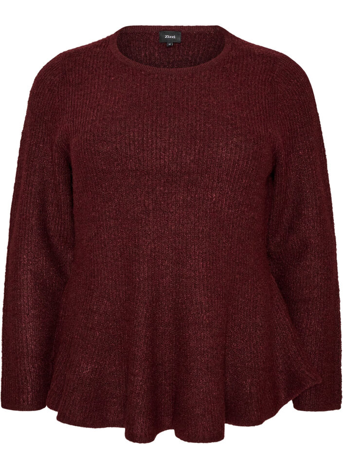 A-line strikkebluse, R&oslash;d, Packshot image number 0