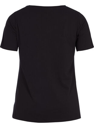 Zizzi Ensfarget basis bomulls-T-skjorte, Svart, Packshot image number 1