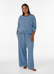 Stripete pyjamasbukser med h&oslash;y midje og vide ben, Bl&aring;, Model image number 0