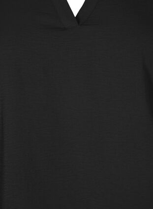 Bluse med smock og 3/4-ermer, Black, Packshot image number 2