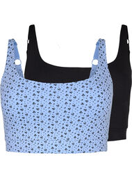 2 stk BH av bomull med justerbare stropper, Serenity AOP/Black