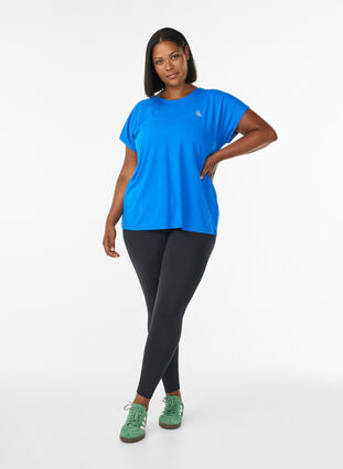 Zizzi Ensfarget trenings-T-skjorte, Princess Blue, Model image number 1