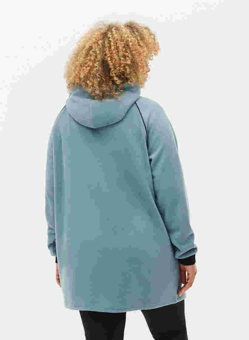 Lang anorak i fleece med glidelås, Smoke Blue w. Black, Model image number 1