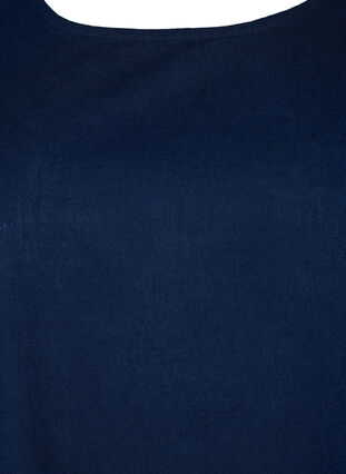 Kortermet bluse i bomullsblanding med lin, Navy Blazer, Packshot image number 2