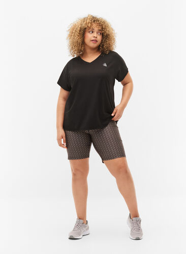 Mønstret treningsshorts, Black w. Text Print, Model image number 0