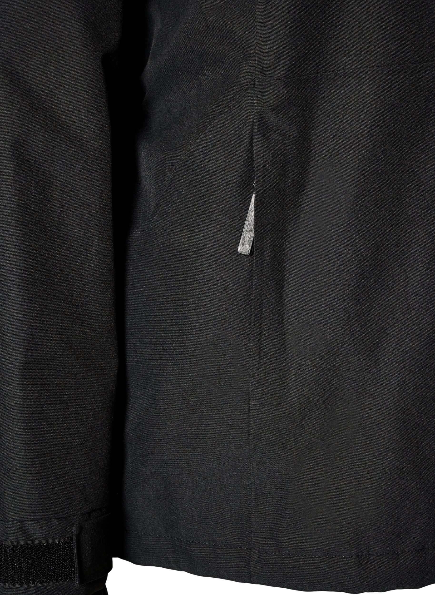ZizziSkijakke med hette og glidel&aring;slommer, Svart, Packshot image number 3