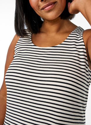Zizzi Stripete midi tankkjole, White Black Stripe, Model image number 2
