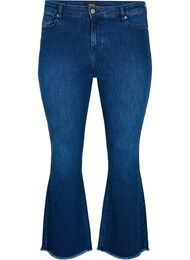 Ellen bootcut jeans med skåret kant, Blue denim