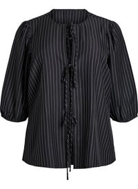 Bluse med pinstriper og knytesnorer, Svart Bluse med pinstriper og knytesnorer
