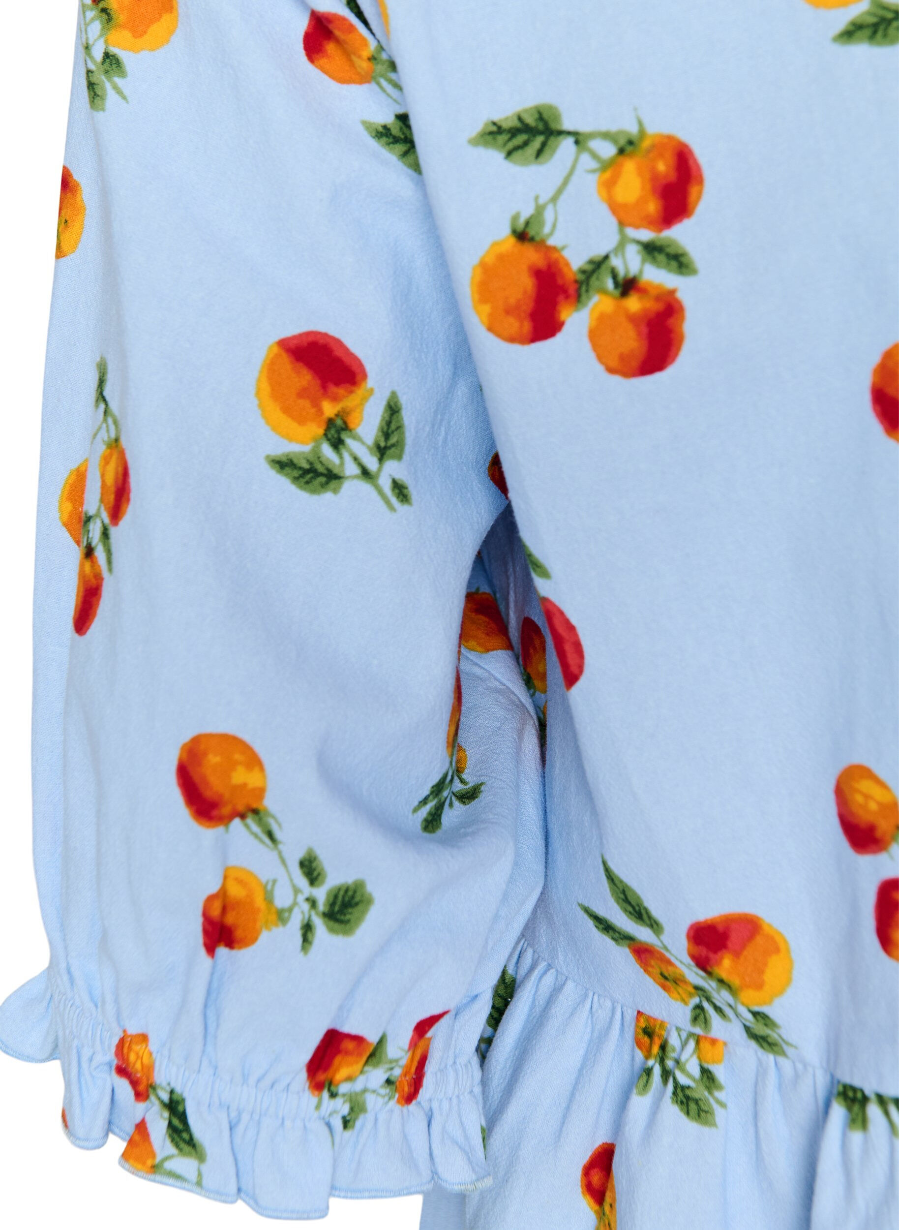 ZizziBluse i bomull med tomattrykk og peplum, Bl&aring;, Packshot image number 3