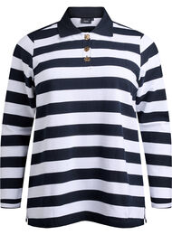 Stripete poloskjorte med lange ermer, Black w. White