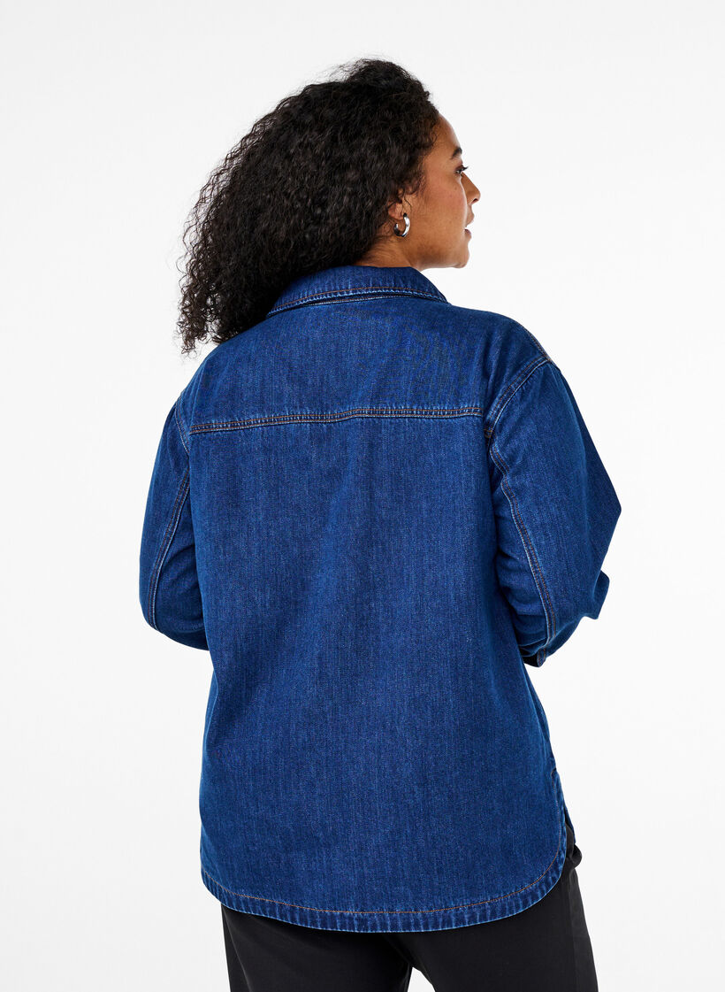 Denimbluse med krage, Unwashed, Model image number 1