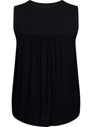Zizzi Ermeløs bluse i viskose med heklede detaljer, Black, Packshot image number 1