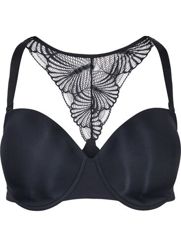 BH med bøyle og blondetygg, Black, Packshot image number 0