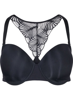 Zizzi BH med bøyle og blondetygg, Black, Packshot image number 0