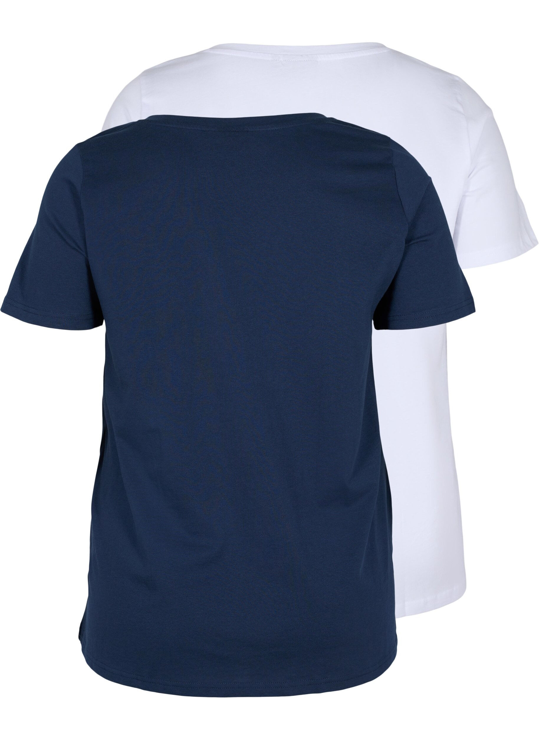Zizzi Basis T-skjorter i bomull 2 stk., Navy B/B White, Packshot image number 1