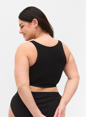 Zizzi Lett vattert BH med snøredetaljer, Black, Model image number 1