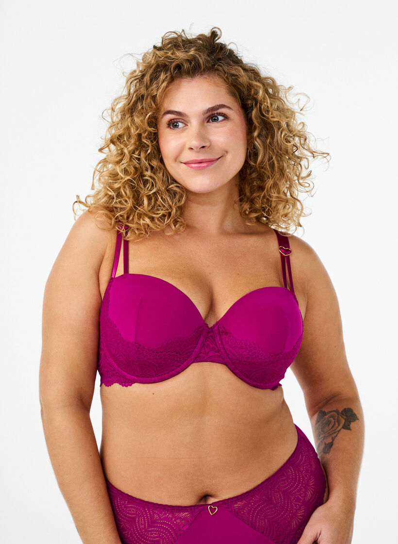 Polstret BH med blonder, Boysenberry, Model