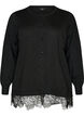 Cardigan med bred blondekant, Svart, Packshot image number 0