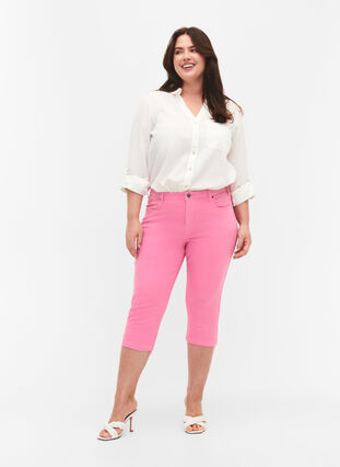Tettsittende Emily capribukser, Rosebloom, Model image number 0