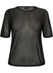 Mesh topp med korte ermer og rund hals, Svart, Packshot image number 0