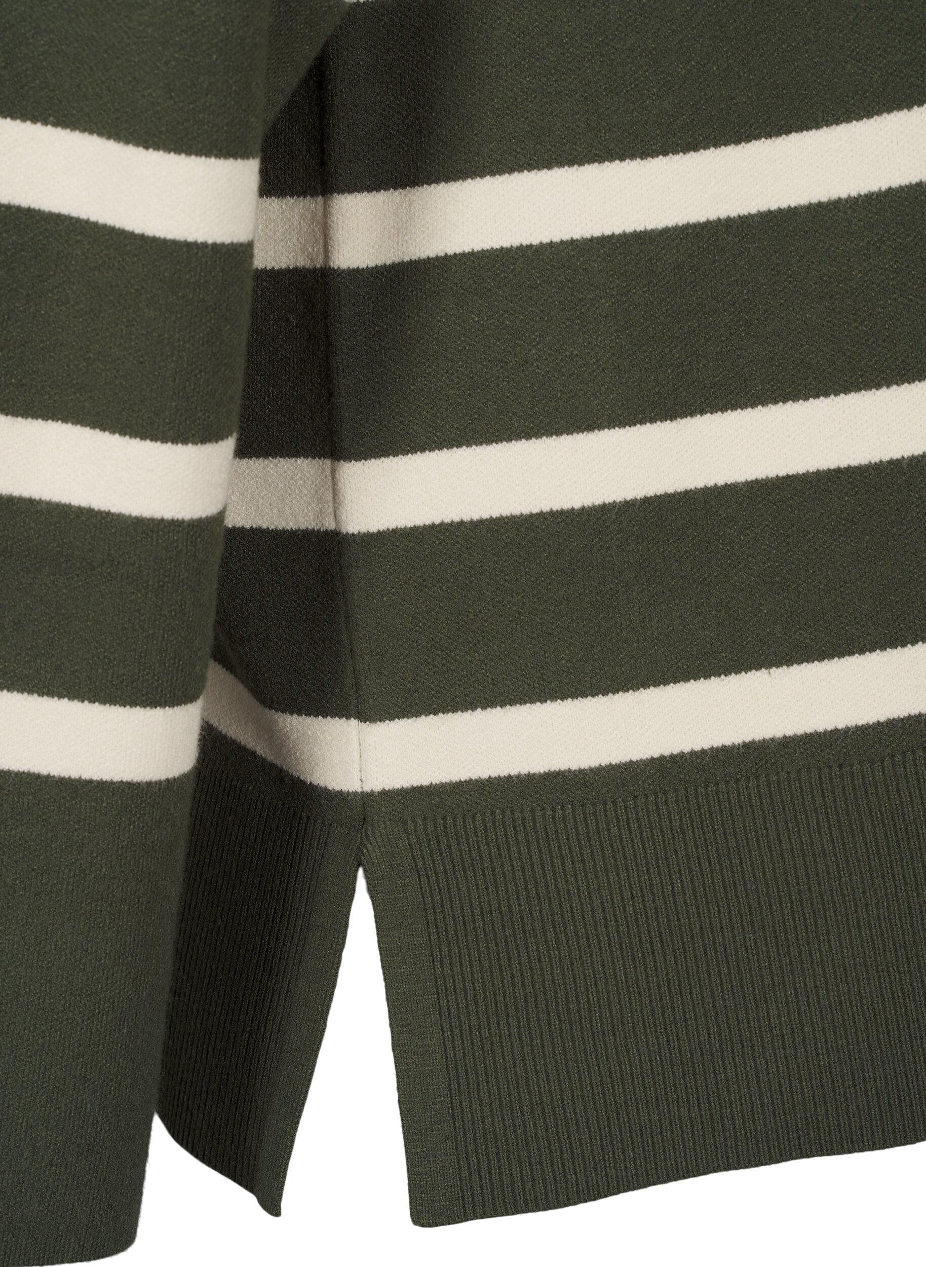 Zizzi Strikket bluse med rund hals og striper, D. Bag Birch Stripe, Packshot image number 3