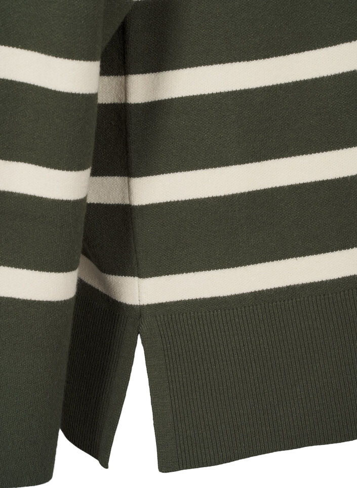 Strikket bluse med rund hals og striper, D. Bag Birch Stripe, Packshot image number 3