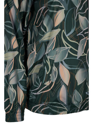 Mønstret treningsjakke med glidelås og hette, Leaf Print, Packshot image number 3