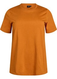 Basic T-skjorte i bomull med rund hals, Orange